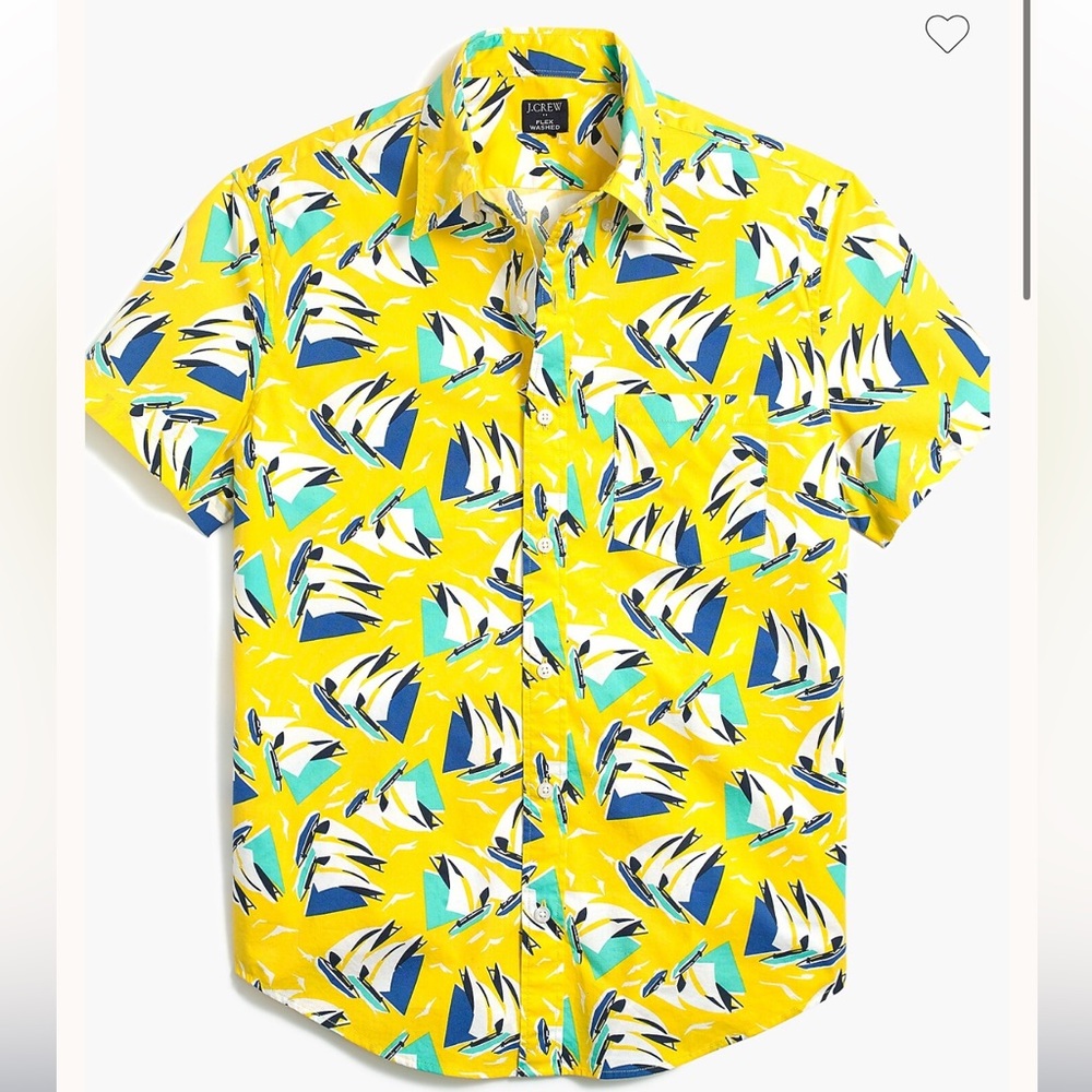 J. Crew Yellow Sailboat Print Casual Shirt